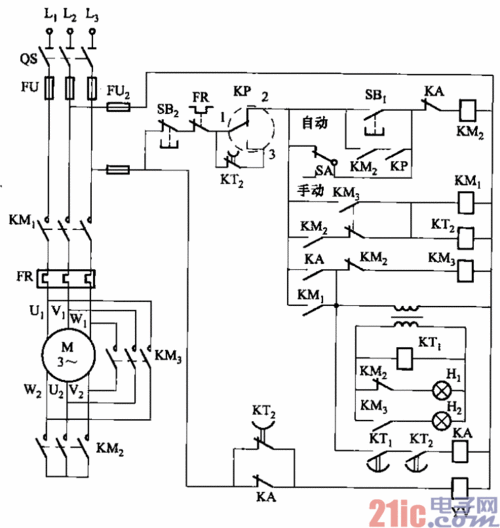 y-△启动的空气压缩机控制电路