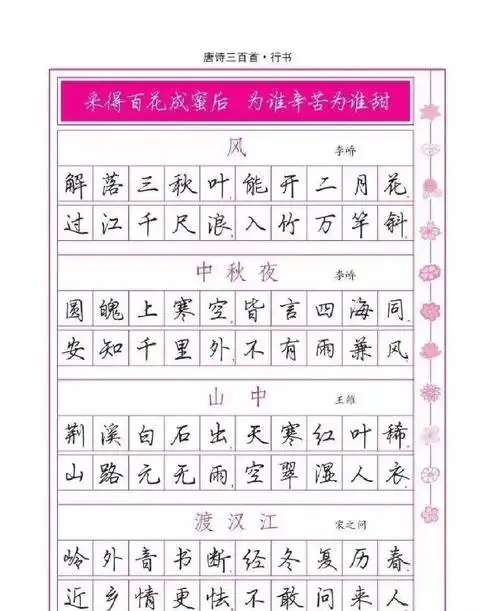 唐诗三百首全集——古诗文硬笔行书钢笔字帖 - 美篇