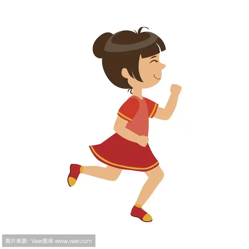 跑步图片卡通女孩_小女孩跑步卡通图片