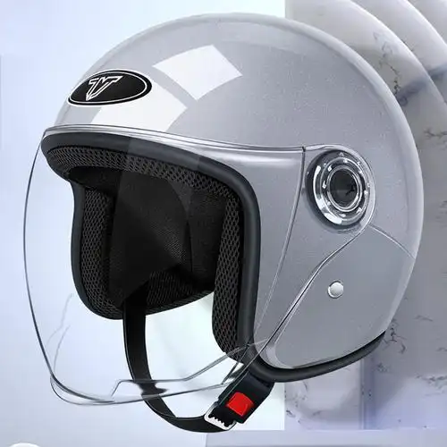 淘尔杰taoerj亮灰色高清防雾电动电瓶车冬季头盔轻便安全帽可爱韩版