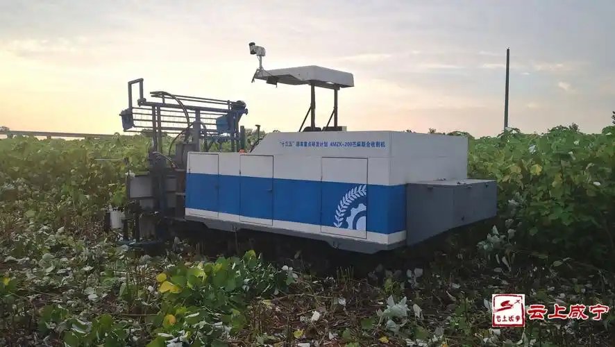 国内首台新型苎麻联合收割机亮相咸宁