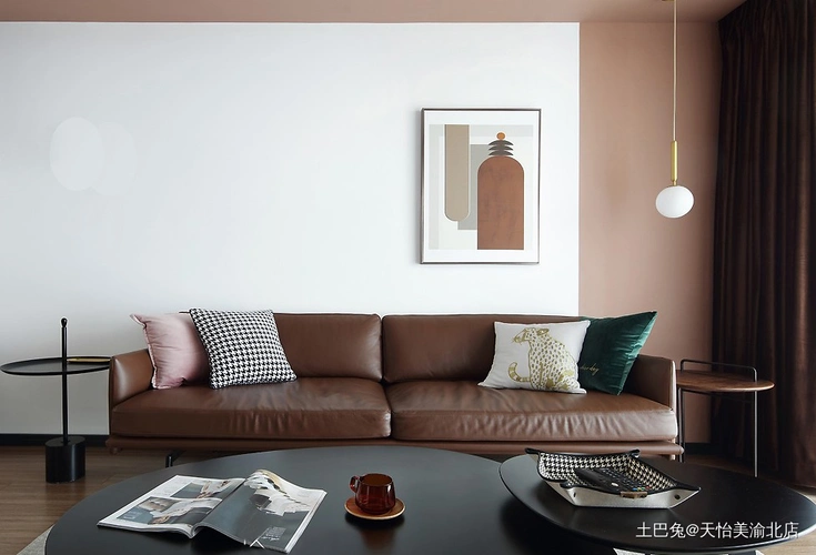 北欧三居室高颜值拼色墙时髦有腔调三居北欧极简家装装修案例效果图