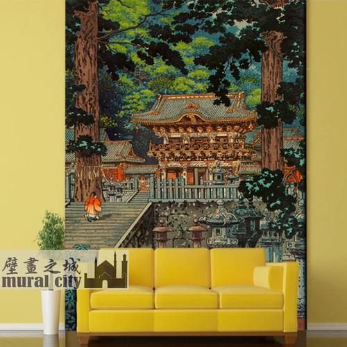 日本日光东照宫阳明门寺庙壁纸 日式山林庙宇墙纸日系浮世绘壁画