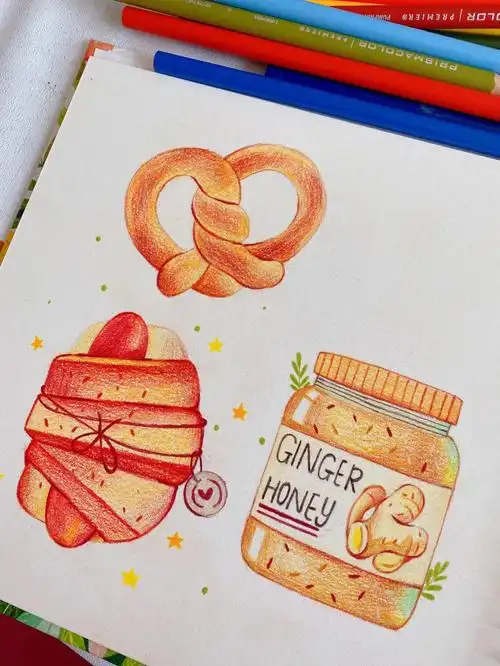 彩铅面包彩铅美食彩铅插画