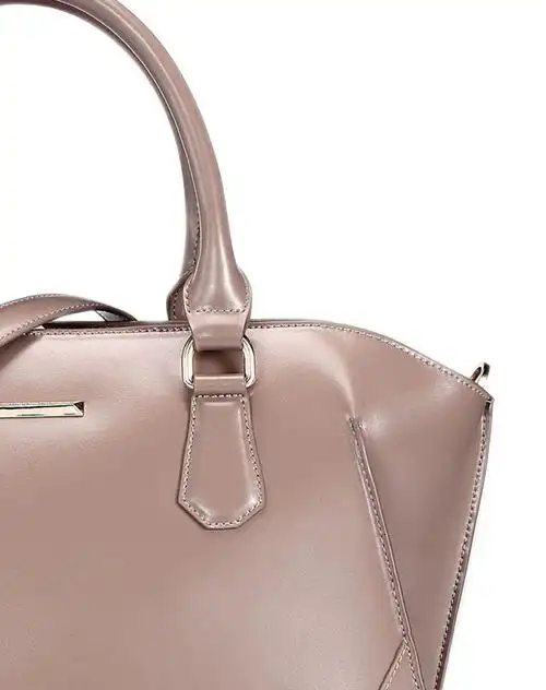 莱尔斯丹专柜同款灰紫色时尚高贵车缝线单肩手提包