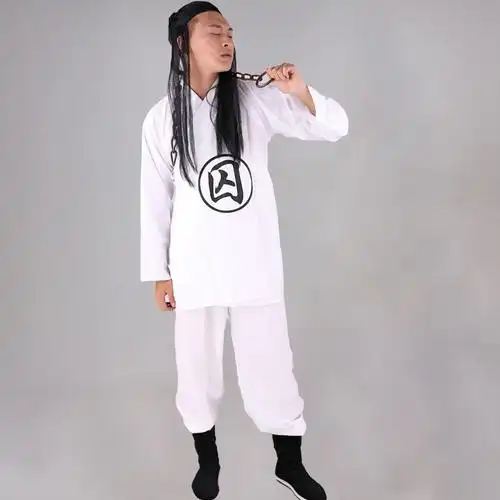 古代犯人服装古装粗布汉服囚犯演出服女儿童中国风表演装假发160cm