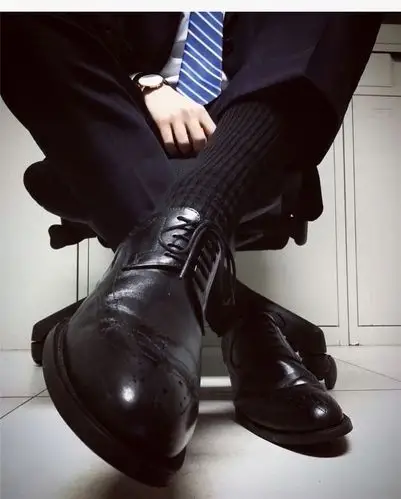 商务袜子男3双装绅士高端正装皮鞋袜子黑色中长筒性感西装袜 3双装