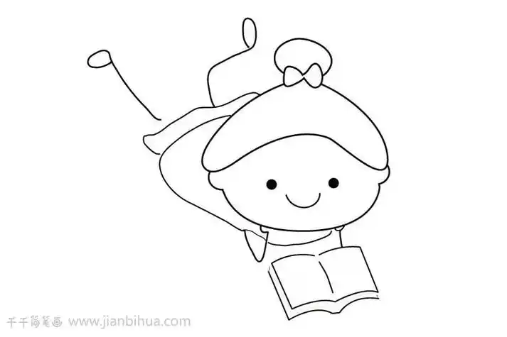 趴着看书的小女孩简笔画女孩简笔画