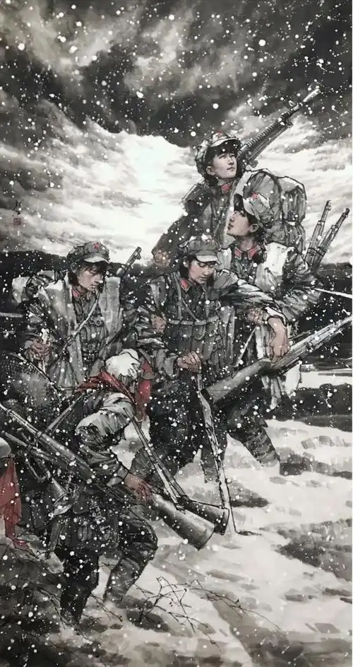 烽火岁月里的灿烂人生邬江的红色革命题材水墨人物画