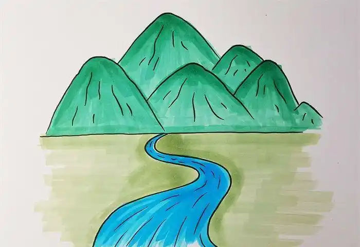 来源好看视频-儿童山水风景简笔画教程简单易学适合小高山流水简笔画