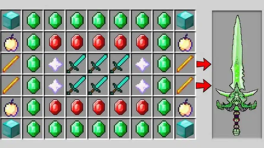 我的世界:如何制作超级绿宝石上帝之剑