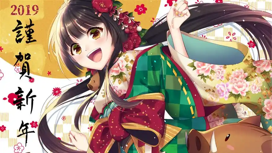 日系新年动漫美女高清桌面壁纸