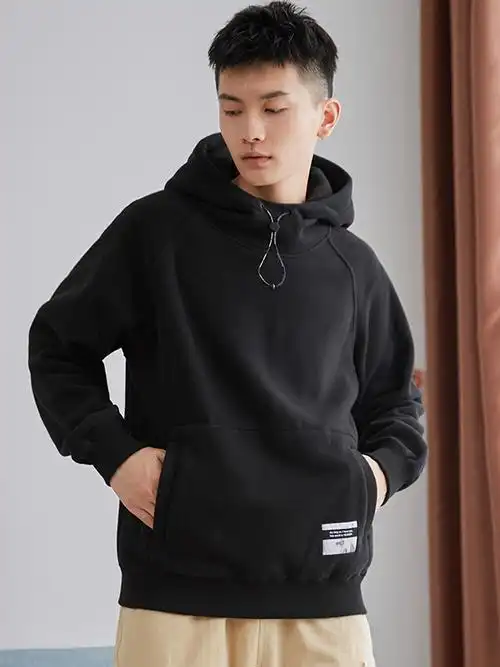 唐狮(tonlion)男士卫衣/帽衫 唐狮2019春季新款卫衣男港风连帽黑色