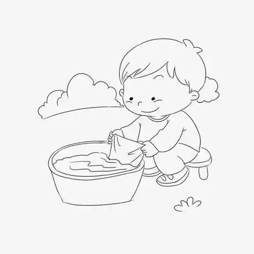 洗衣服简笔画 儿童洗衣服简笔画
