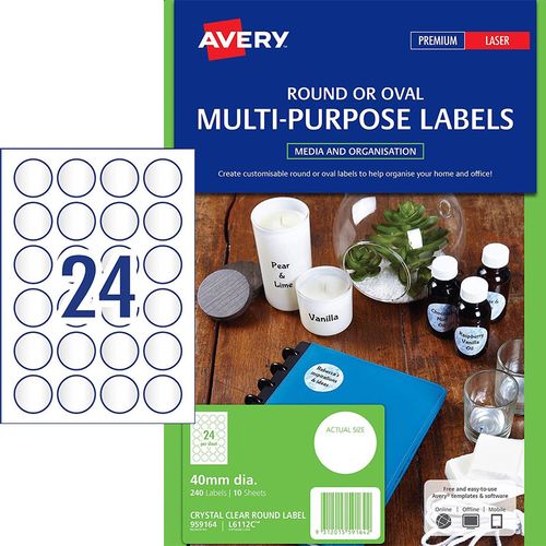 美国艾利(avery) 圆形多用途电脑a4纸打印标签12up/24up