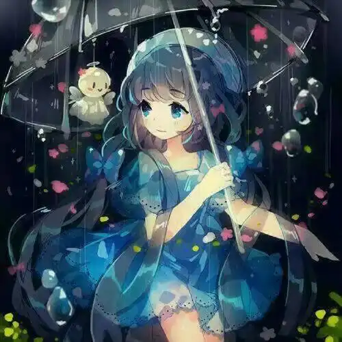 蓝色动漫女生头像