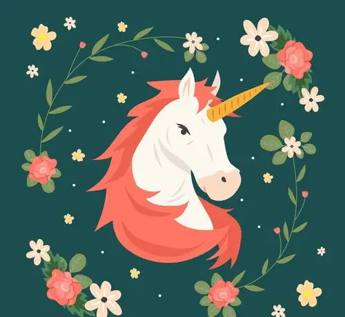 美丽独角兽头像矢量素材