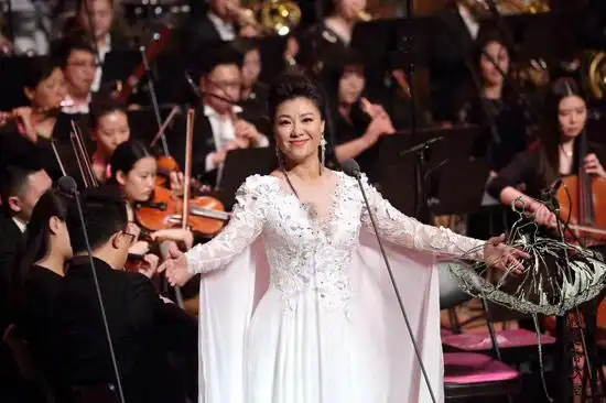 礼服民歌新款独唱白色长袖大气水袖演出服舞台礼服