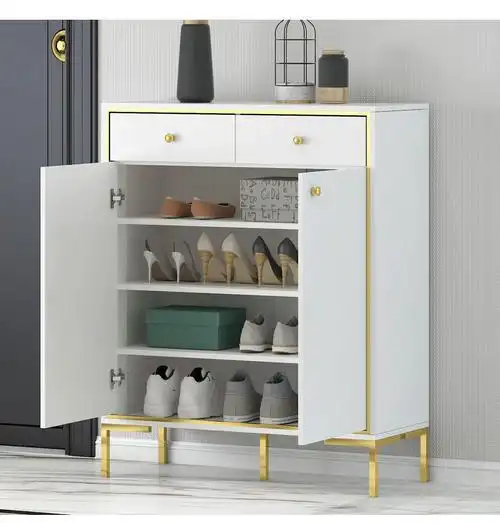 简约后现代85cm鞋柜对开门轻奢风格门厅柜窄进门口玄关柜北欧风85cm