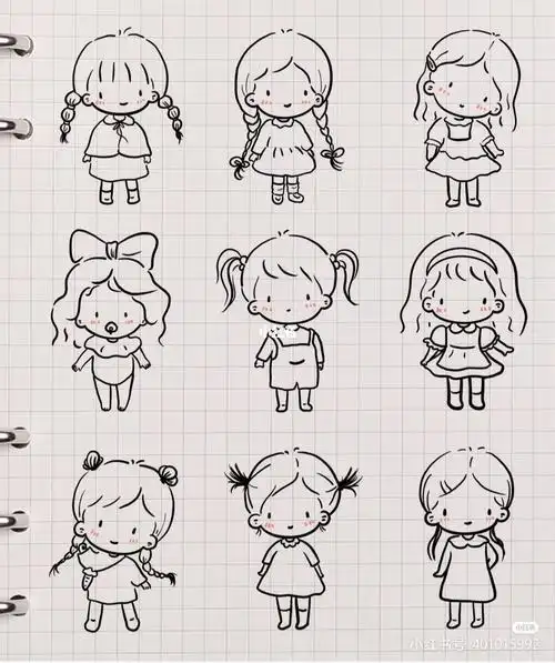 网红可爱简笔画简笔画可爱女孩呆萌