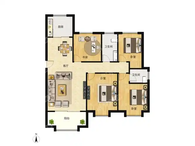 融汇城玫瑰公馆楼盘-4室户-户型图