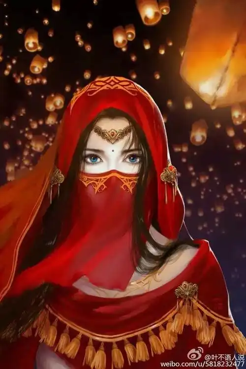 手绘古风红衣女子剑网三·明教画师:叶不语人说