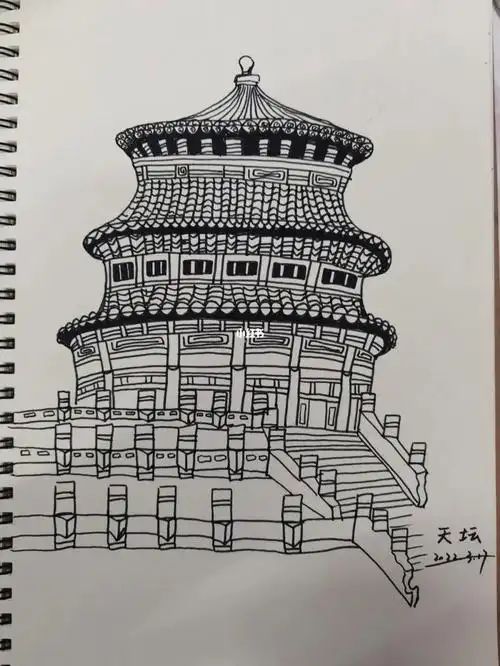 古建筑天坛线描