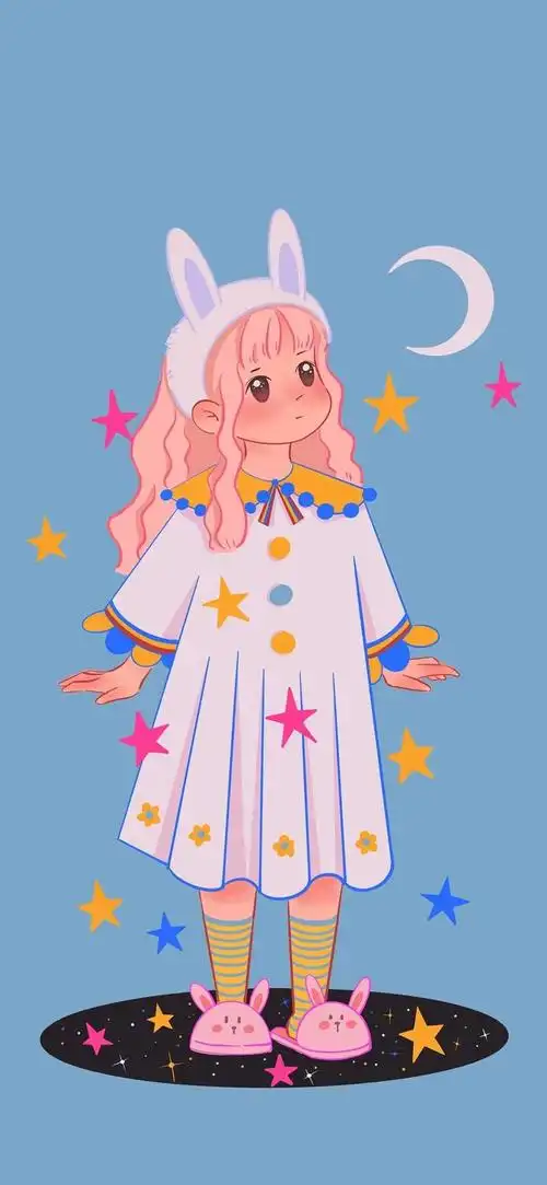 可爱女孩插画壁纸_手机壁纸_动漫卡通手机壁纸_我要个性网