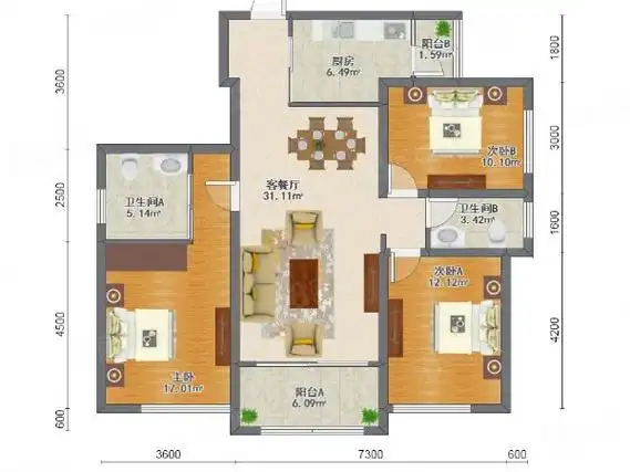 珠海金湾红旗东方润园东方润园 3室2厅2卫  电梯房 精装修120平米出租