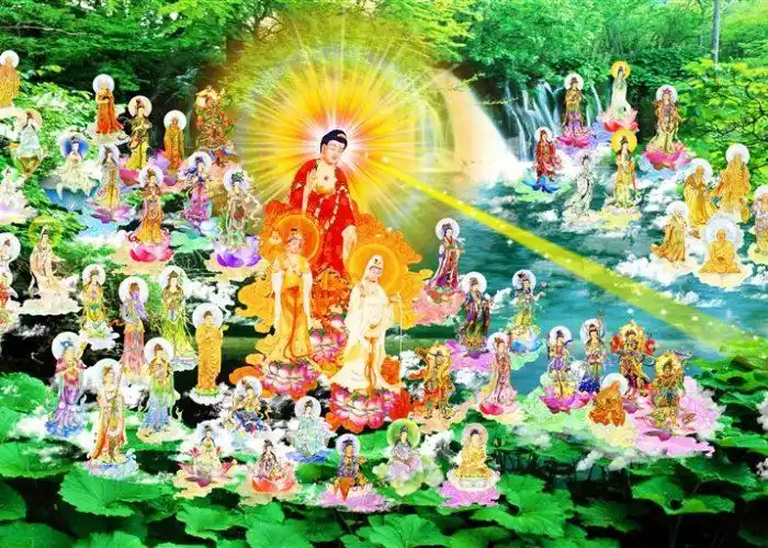 极乐世界接引图|2018年8月23日极乐世界接引图-卡片极乐世界|2018年8