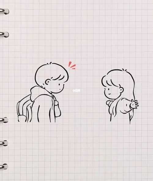 情侣简笔画,关于我想你 每天都会发生无数次手绘情侣简笔画配文字一组