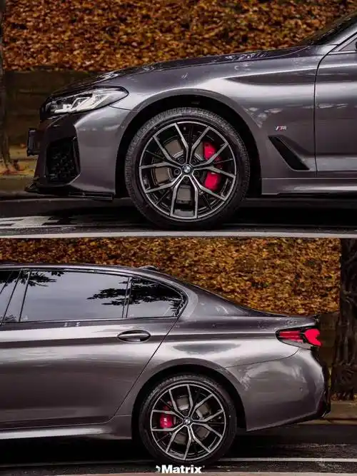 宝马5系矩阵改色膜液态金属枪灰,沉稳老练 气势凌人_灰色_案例_门店