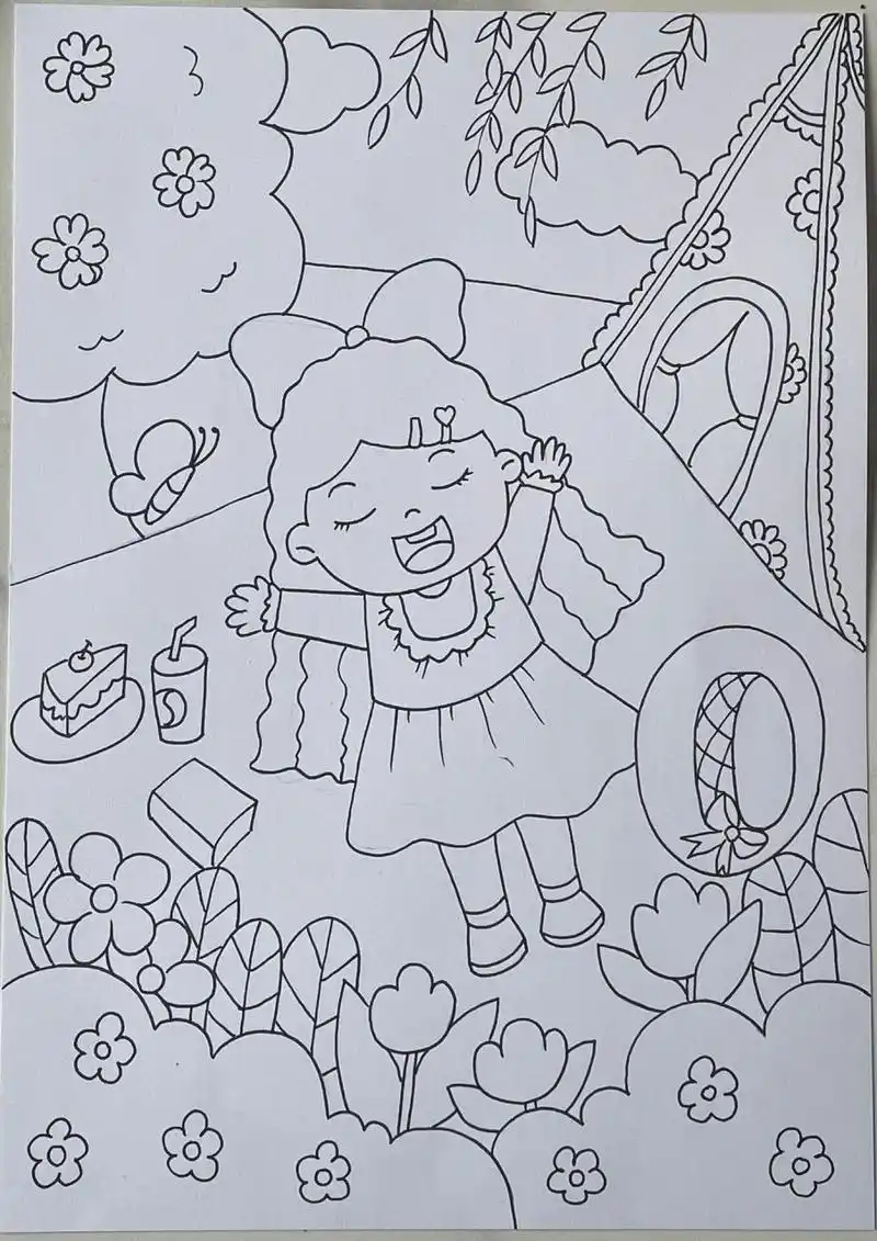 春游野餐主题 临摹