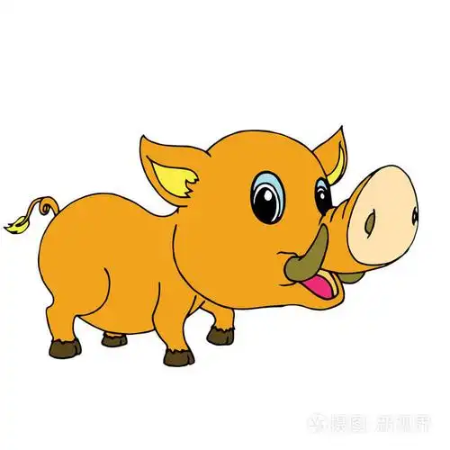 可爱的卡通野猪白色背景为儿童版画, t恤, 彩色书, 有趣和友好的性格