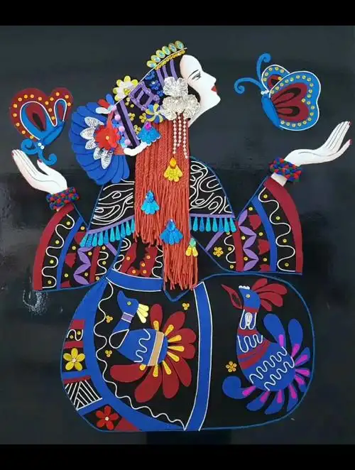 综合材料装饰画:毛线不织布衍纸装饰画