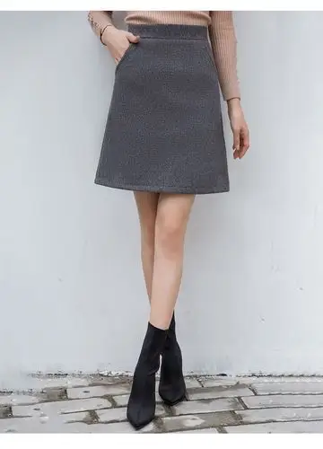 罗蒙女士半身裙2019秋季新款高腰修身短裙百搭休闲职业西装包臀裙焦糖