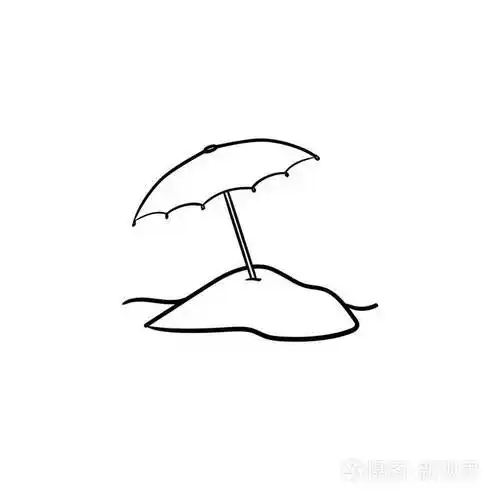 沙滩雨伞手绘轮廓涂鸦图标插画-正版商用图片17pcfn-摄图新视界