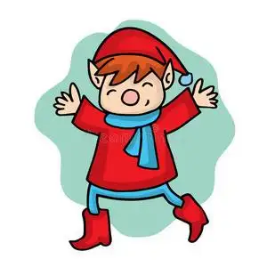 红色服装的卡通精灵照片