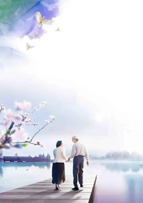 夕阳红老人旅游宣传海报背景模板