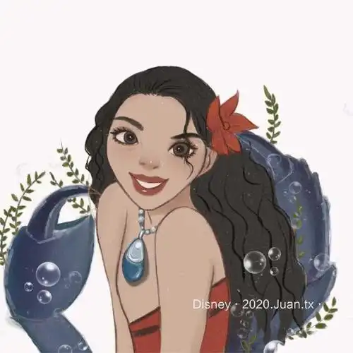 登场自《海洋奇缘》的莫阿娜公主,就被画师大佬和巨蟹座联系在了一起