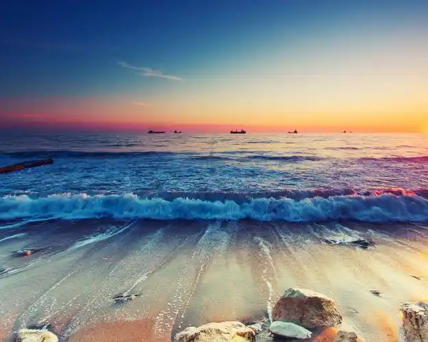 风景,日落,海边,只是近黄昏壁纸