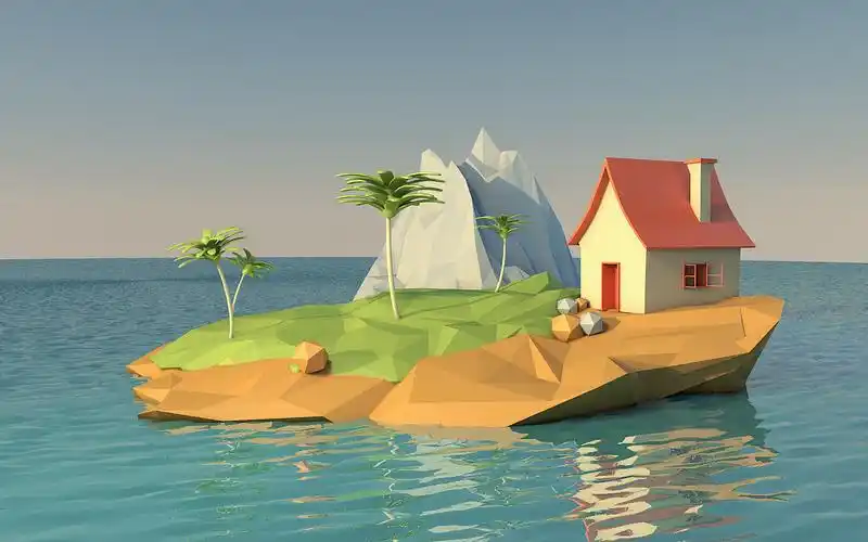 小岛白天效果 - 岛屿后面有一块黑色,显得美中不足.