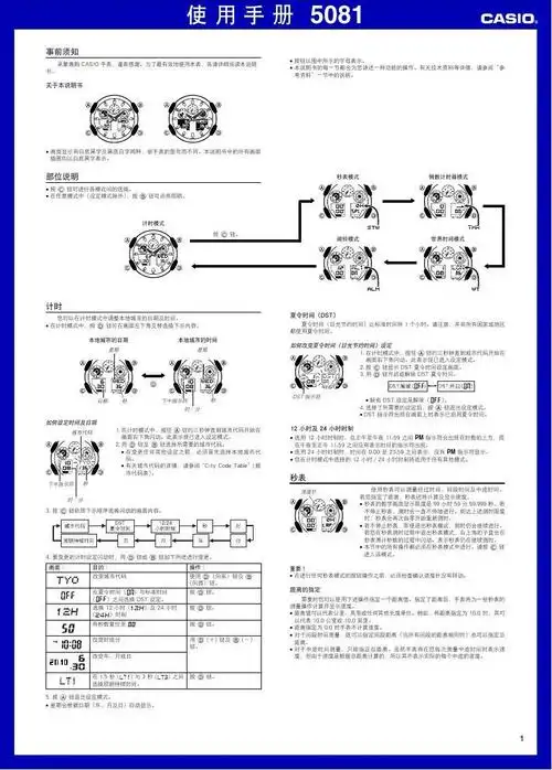 卡西欧手表ga-100(5081)中文使用手册
