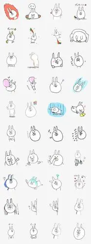 手绘卡通小兔子表情