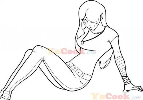 侧面坐着的卡通画简笔画