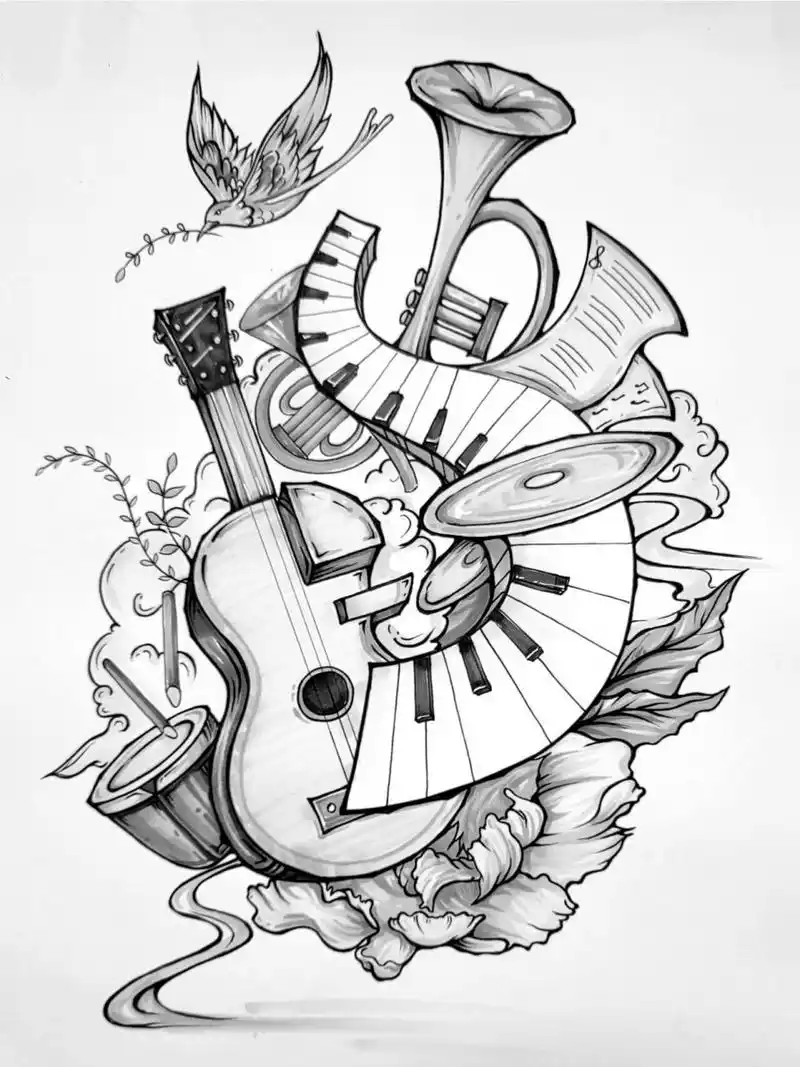 音乐主题素材线稿