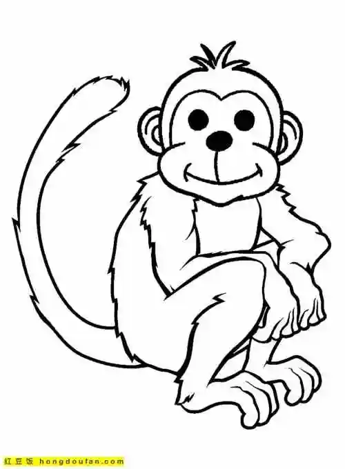 12张会吱吱叫的超萌超可爱的卡通涂色小猴子涂色简笔画-红豆饭小学生