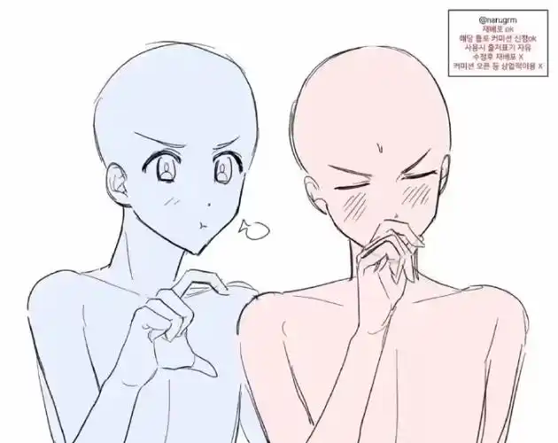 闺蜜互动双人模板#绘画参考##模板