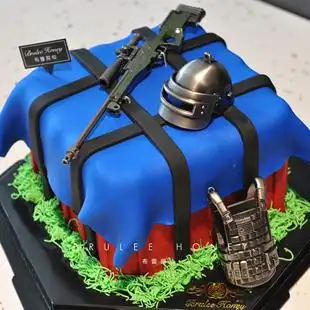 【布蕾甜心】成都同城绝地求生空投包主题翻糖生日蛋糕吃鸡蛋糕