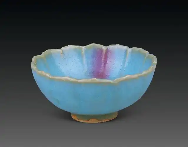 1552 宋 钧窑天青紫斑葵口碗